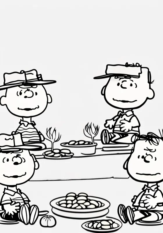 Charlie Brown Peanuts Gang Picnic Coloring Pages