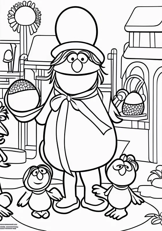 Sesame Street Big Bird's Egg Hunt Coloring Pages