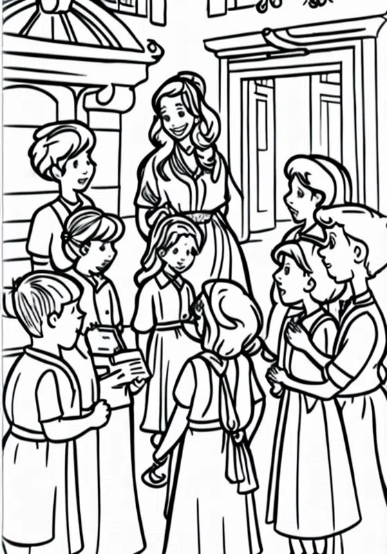 Tour Guide Sharing Knowledge Coloring Pages