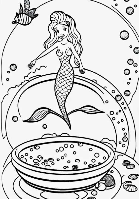 Jacuzzi Bubble Bath Mermaid Coloring Pages