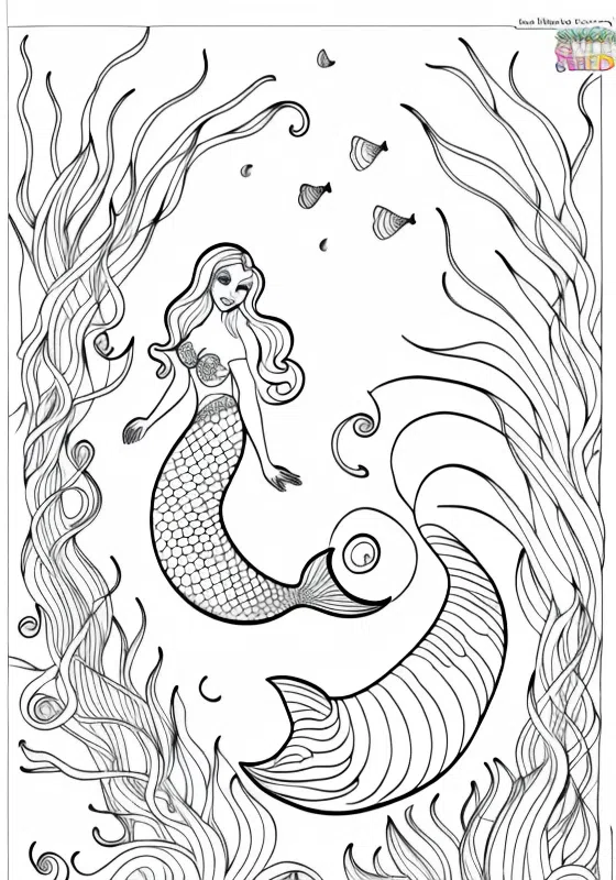 Seashell Collection Mermaid Coloring Pages