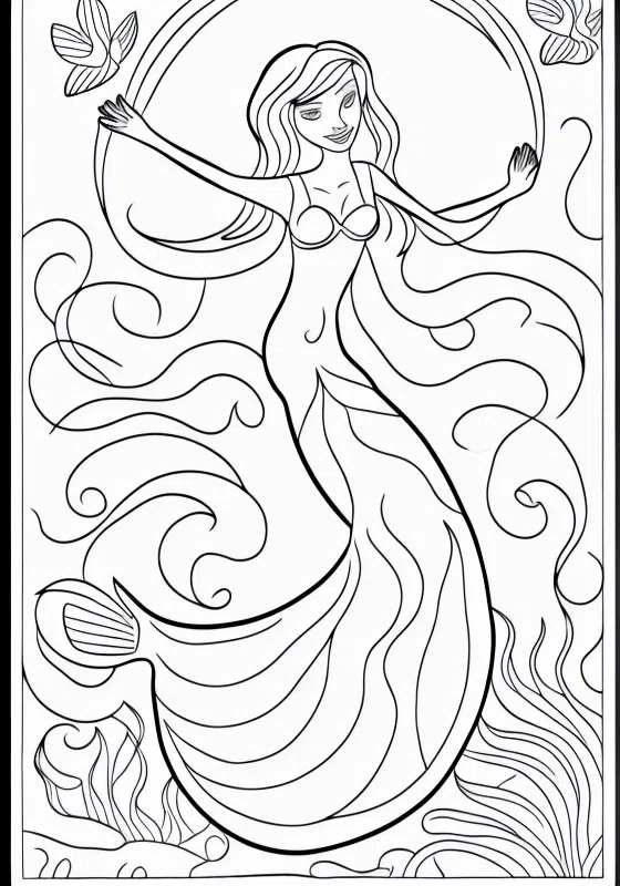 Raindrop Dance Mermaid Coloring Page