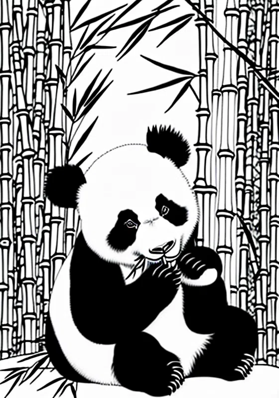 Panda Eating Bamboo Coloring Page