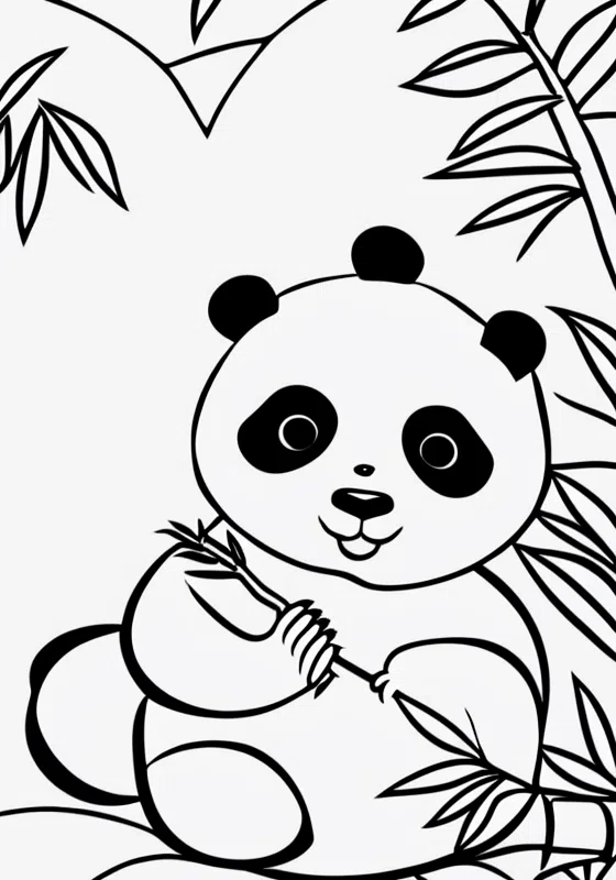 Panda Feeding Birds Coloring Pages