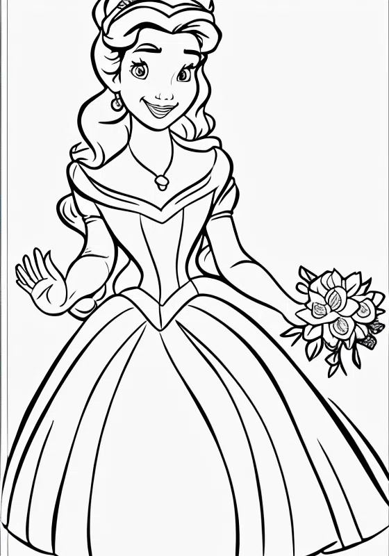 Belle starting school for girls coloring page