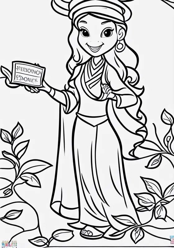 Jasmine promoting education in her land coloring page