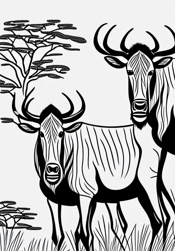 Wildebeest and Warm Welcomes Coloring Pages