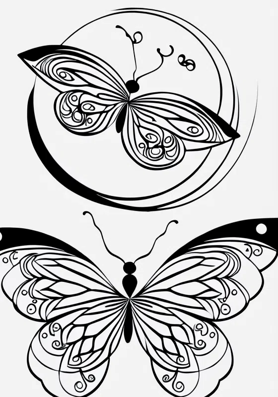 Lunar Eclipse Darkening Butterfly Coloring Pages