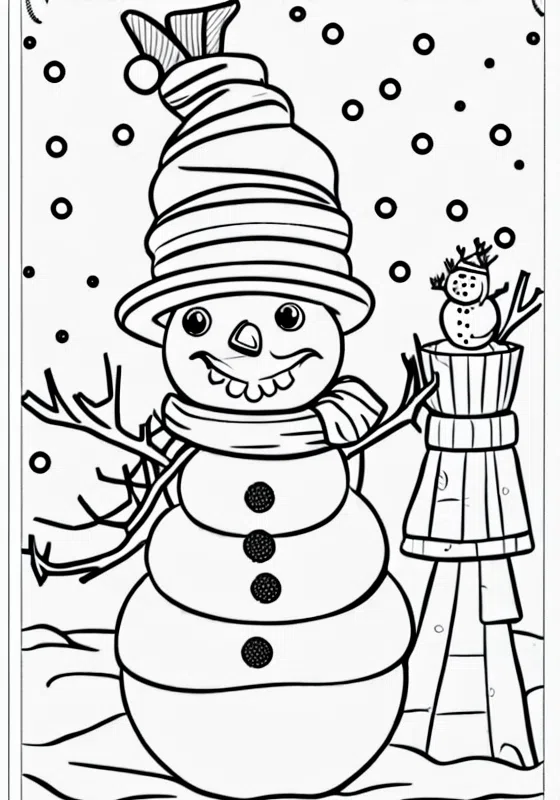 Snowman and reindeer snow cone stand coloring pages