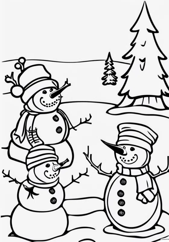 Snowman and reindeer ice fishing tournament coloring pages