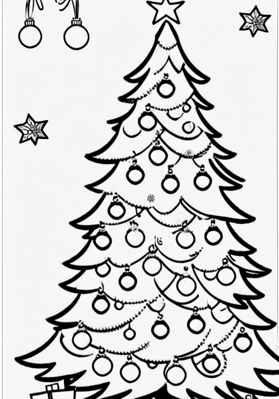 Christmas tree decoration counting game coloring pages