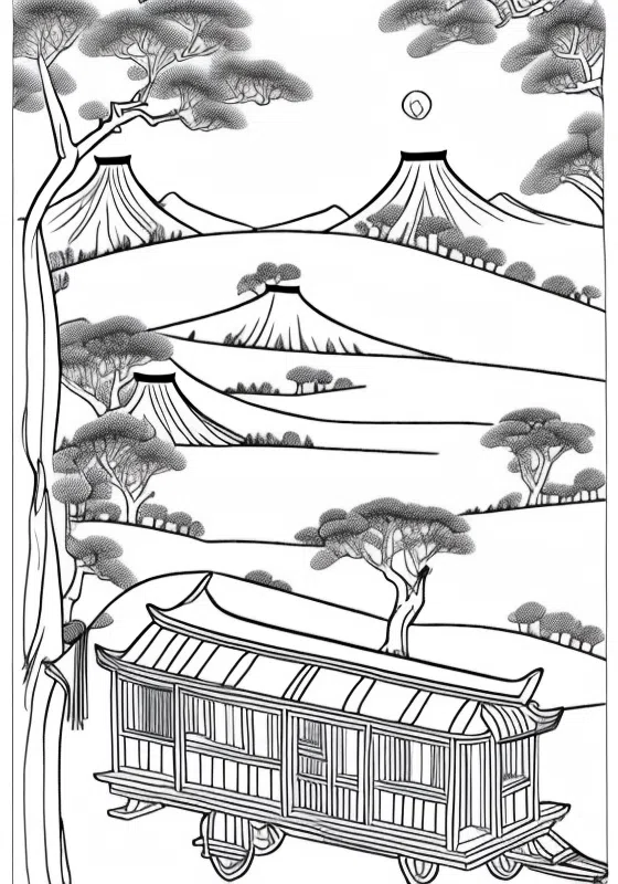 Ancient Chinese Silk Road Caravan Coloring Pages