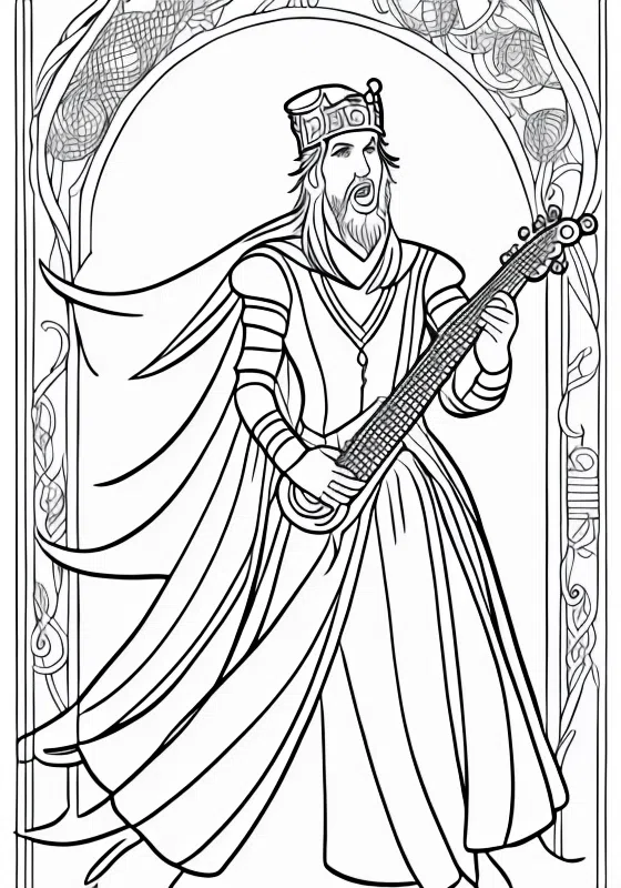 Fantasy Bard Singing Epic Tales Coloring Pages