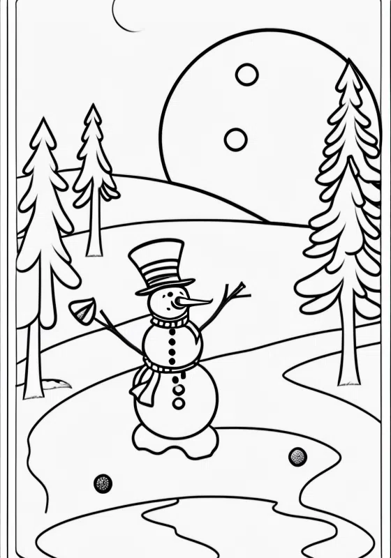 Snowman's Snowball Golf Course Coloring Page