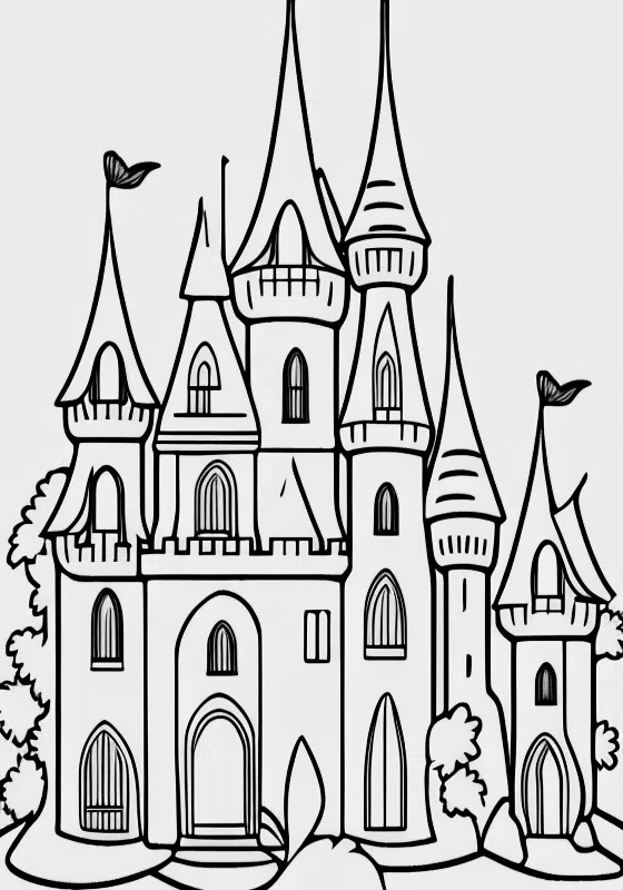 Cornhusk Doll Fairy Tale Castle Coloring Page