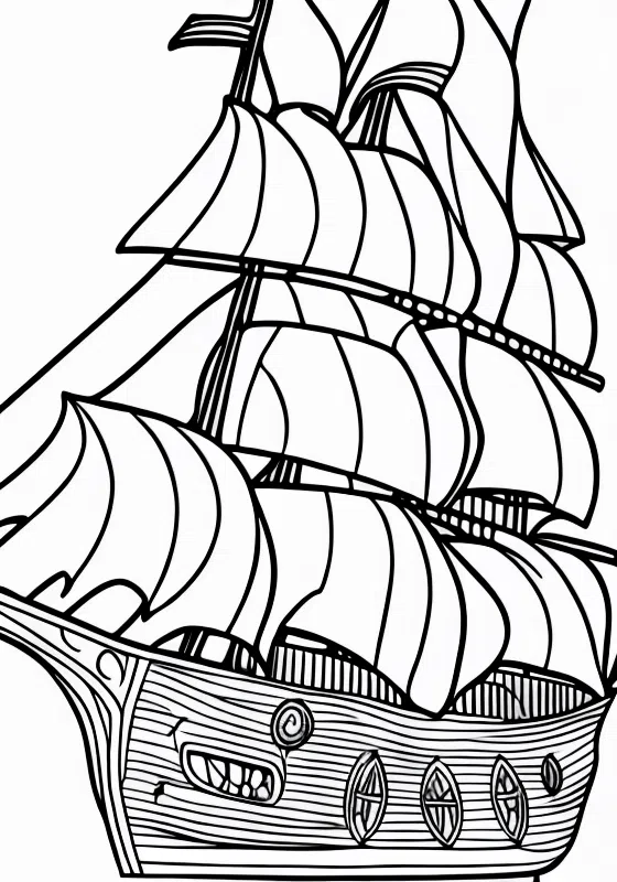 Cornhusk Doll Pirate Ship Coloring Page