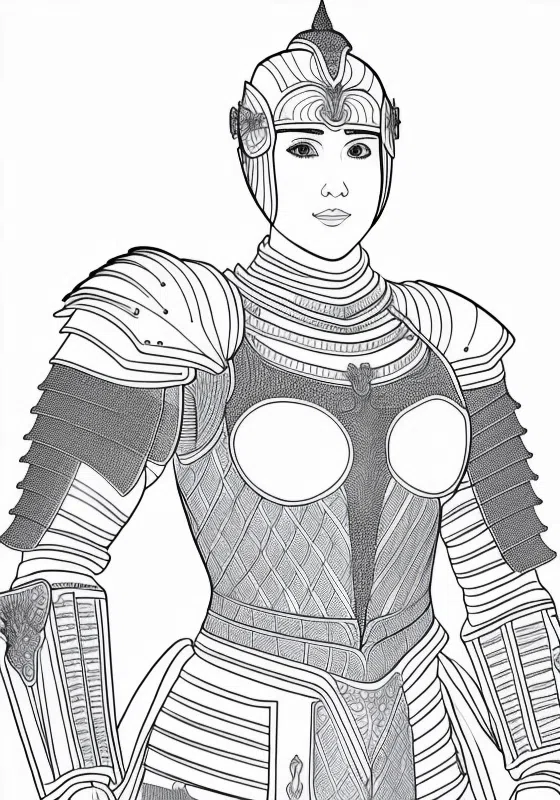 Peach's Knightly Lamellar Armor Coloring Pages