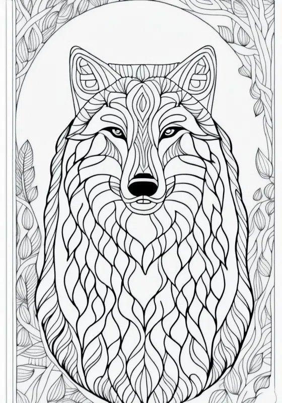 Dense Forest Wolves Coloring Pages